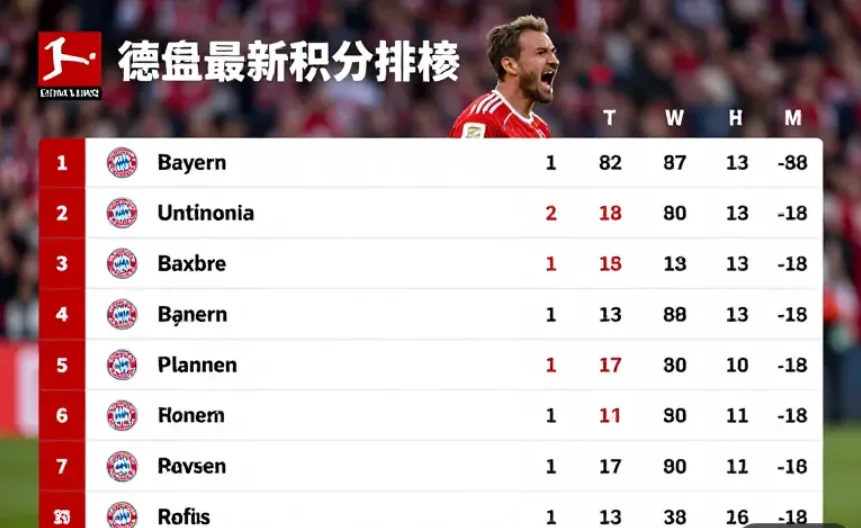 德甲最新积分榜:拜仁9分优势领跑 多特紧追 药厂与莱比锡并列三四 德甲最新积分榜:拜仁9分优势领跑 多特紧追 药厂与莱比锡并列三四